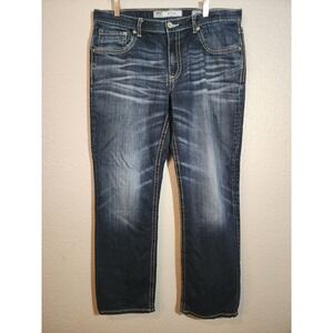 BKE Buckle Ryan Men's Denim Jeans, Size 36x30, Dark Wash, Straight Leg, Mid Rise